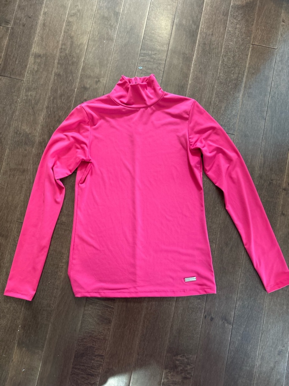 Pink Tartan Hot Pink Long Sleeve Turtleneck Top